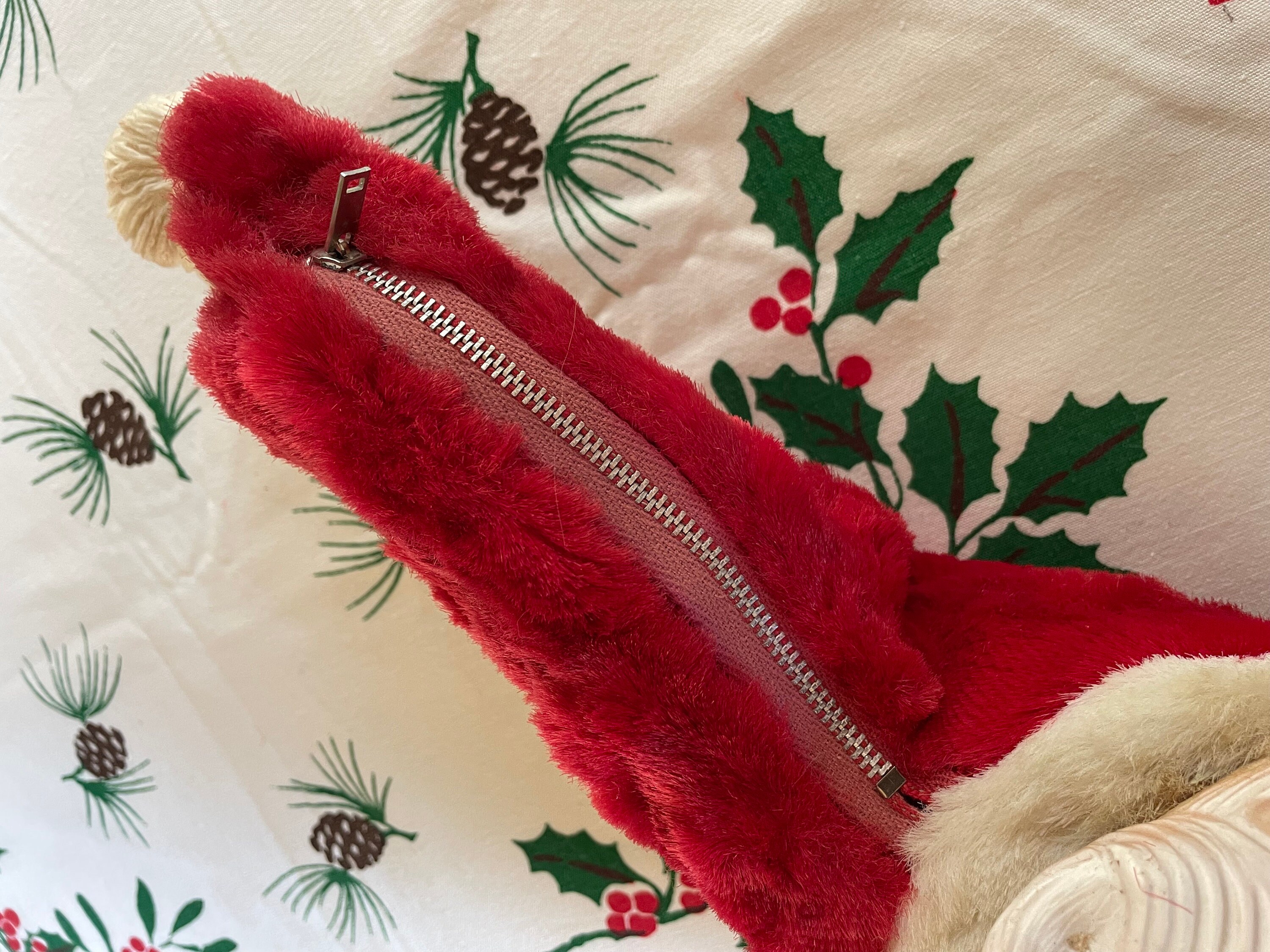Rubber Face Santa Clause Zippered Bag Christmas VINTAGE by