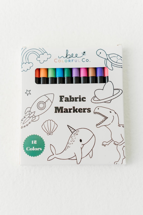 Permanent Fabric Markers Set for Customizing Coloring Pajamas, Clothes, Shoes, and Canvas - 12 Vibrant Rainbow Colors