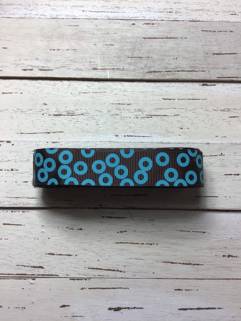 78 Inch Grosgrain Ribbon--3 Yards--Polka Dots--Brown /& Turquoise--USA DESIGNER