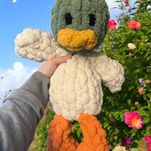 Hand made chunky knit snuggler. Duck