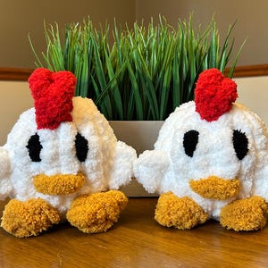Hand made chunky knit stuffie. Mini chicken