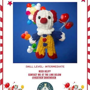 Chuckles The Clown 3-In-1 Snuggler pattern. This is a PDF with detailed written instructions and photos. This is not a physical item.