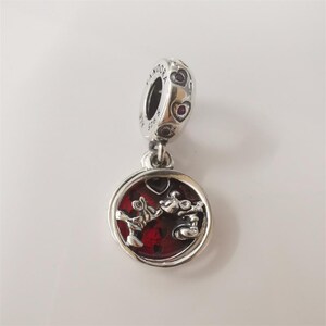 pandora sterling silver red clear mouse love kisses dangle charm