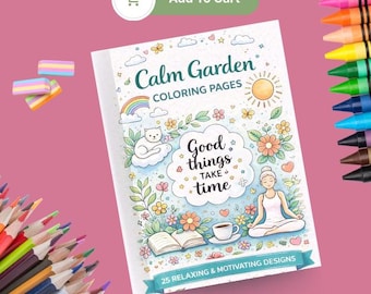Adult Coloring Book for Anxiety, Calm Garden Printable, Mindfulness PDF