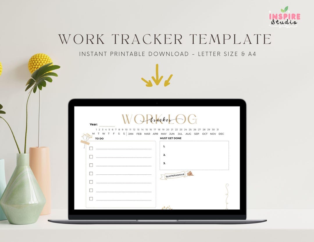 Work Tracker Printable | 5 Versions | Daily Productivity Planner ...