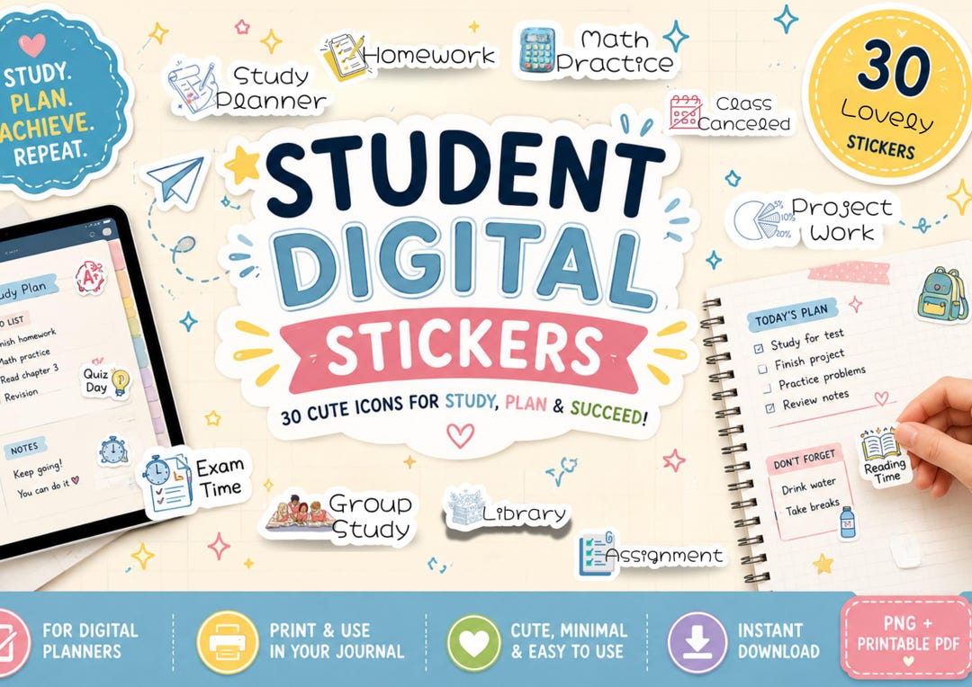 Study Corner Sticker Study Planner Stickers | Student & Teacher Goodnotes Pack | Printable ...