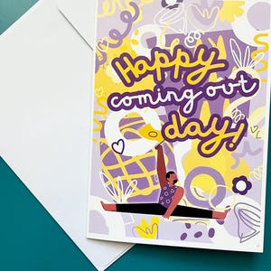 Intersex Pride Happy Coming Out Day 5 x 7 pouces Carte de voeux LGBTQ + Queer Trans Art abstrait féministe coloré