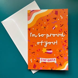 Je suis si fière de vous 15 x 10 cm Lesbian Pride Carte de voeux LGBTQ+ Queer