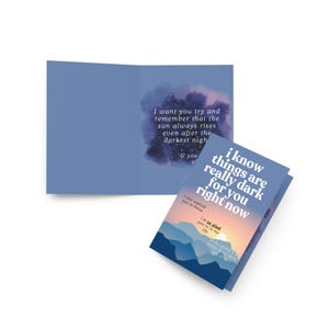 Vous n'êtes pas seul Lever du soleil Carte de voeux Dépression Suicide Perte de bébé Santé mentale Fausse couche Mortinaissance Nuit noire de l'âme Soutien