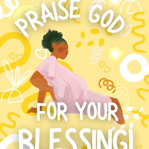 Praise God on your blessing! 5x7 Greeting Card Pregnancy celebration Inclusive Gender Neutral Yellow Gender Neutral Baby - Customisable