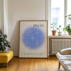 Pisces Zodiac Print, Astrology Wall Art, Celestial Horoscope Poster, Minimalist Star Sign Decor, Modern Pisces Constellation Artwork