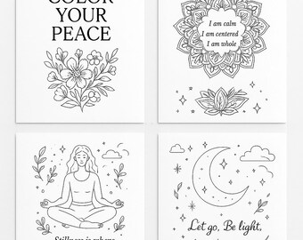 Color Your Peace – Selbstfürsorge-Malbuch | Druckbare Affirmationsseiten für Ruhe, Achtsamkeit & Entspannung