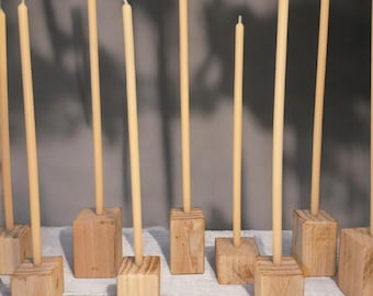Portacandele in legno per candele sottili, candele per meditazione, candele a colonna da 20 minuti, portacandele conico