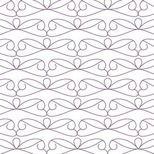 Peut inclure: Un motif sans couture avec un motif répétitif de volutes et de boucles violettes sur un fond blanc.