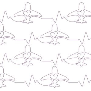 Resekärlek Flygplan E2E Digital design för datoriserad långarmsquiltning, texturdesign, vektorkonst, quiltare, semester, resa, flygplan