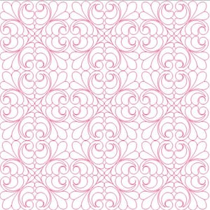 May include: A repeating pattern of pink swirls and loops on a white background. This design is perfect for quilting or other fabric crafts.