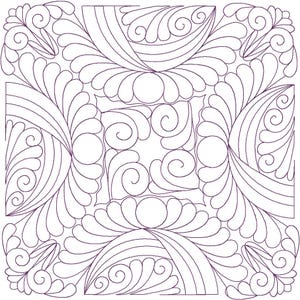 Twisted Feathers Block Digital Design for Computerized Longarm Quilting and Laser Engraving, Texture Design, Vector Art, Quilter