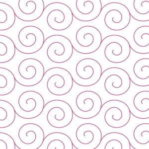 May include: A seamless pattern of pink swirls on a white background. The swirls are arranged in a repeating pattern, creating a sense of movement and flow.