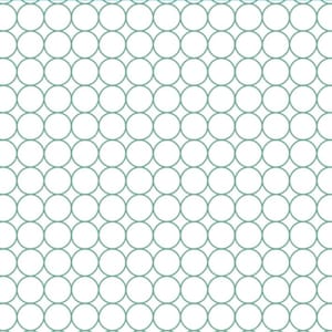 May include: A seamless pattern of overlapping teal blue circles on a white background.