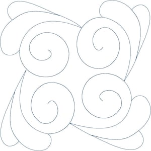 Curl Cornerstone Block Digital Design for Computerized Longarm Quilting and Laser Engraving, Texture Design, Vector Art, Quilter