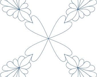 Quad Feather Heart All-Purpose Quilt Block Digital Design, Computerized Longarm Quilting, Laser Engraving,Texture Design,Vector Art, Quilter