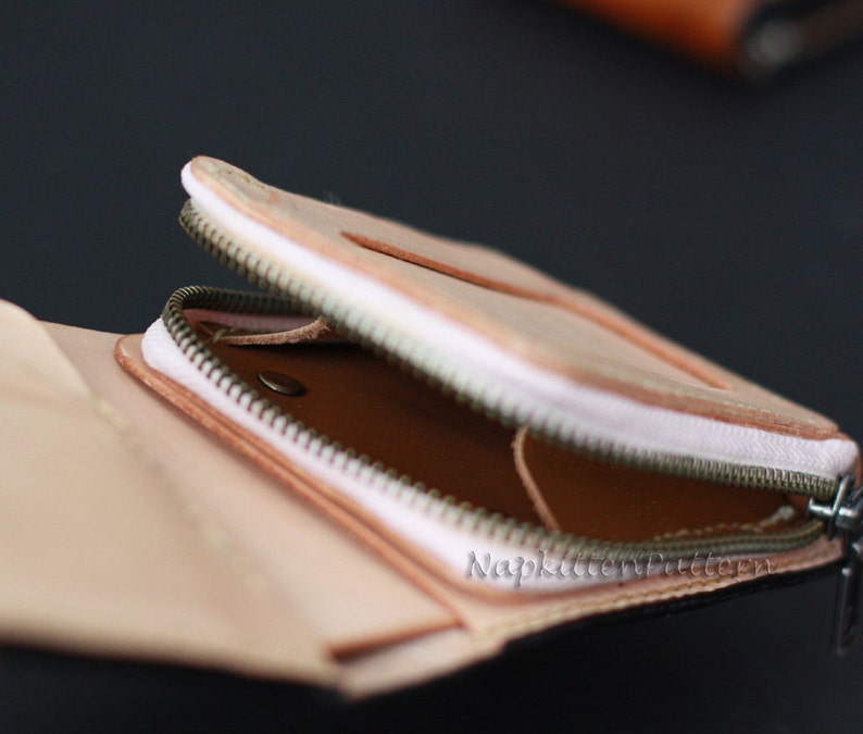 Bi fold wallet leather pattern, leather wallet pattern, leather craft pattern, Coin purse pattern,Leather coin purse,zippered wallet pattern image 5