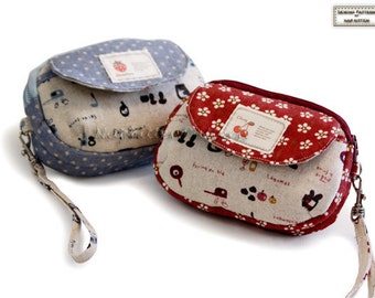 Pouch sewing pattern, makeup bag pattern, cosmetics bag pattern with Double zippers in PDF -- Cute hamburger