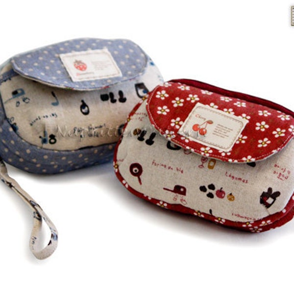 Modello di cucito per pochette, modello di borsa per il trucco, modello di borsa per cosmetici con doppie cerniere in PDF -- Hamburger carino