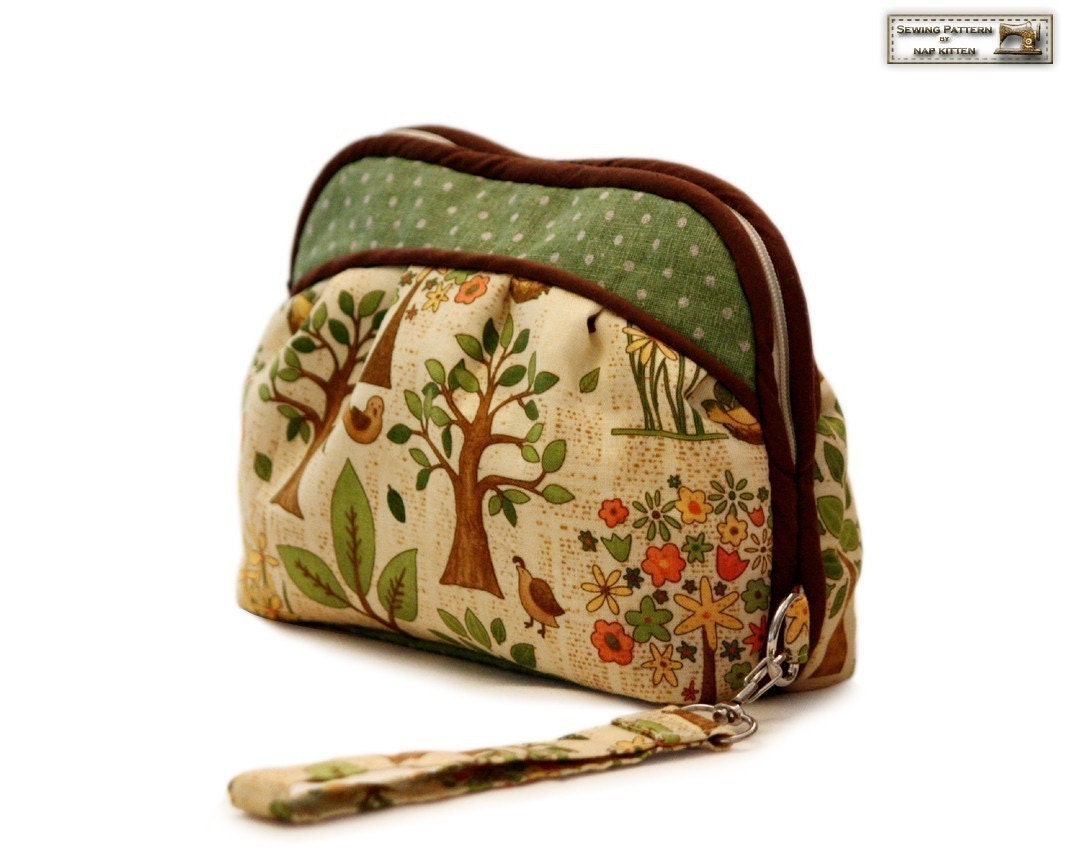 Zippered clutch sewing pattern, makeup bag pattern, cosmetics bag pat…