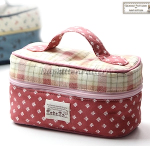 Train case,Box zippy, Zippered bag sewing pattern, makeup bag pattern, cosmetic bag pattern -- PDF pattern -- instant download