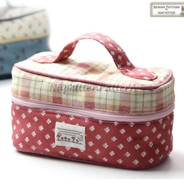 Valigetta da viaggio, scatola con cerniera, cartamodello per borsa con cerniera, cartamodello per borsa per il trucco, cartamodello per borsa cosmetica -- cartamodello PDF -- download immediato