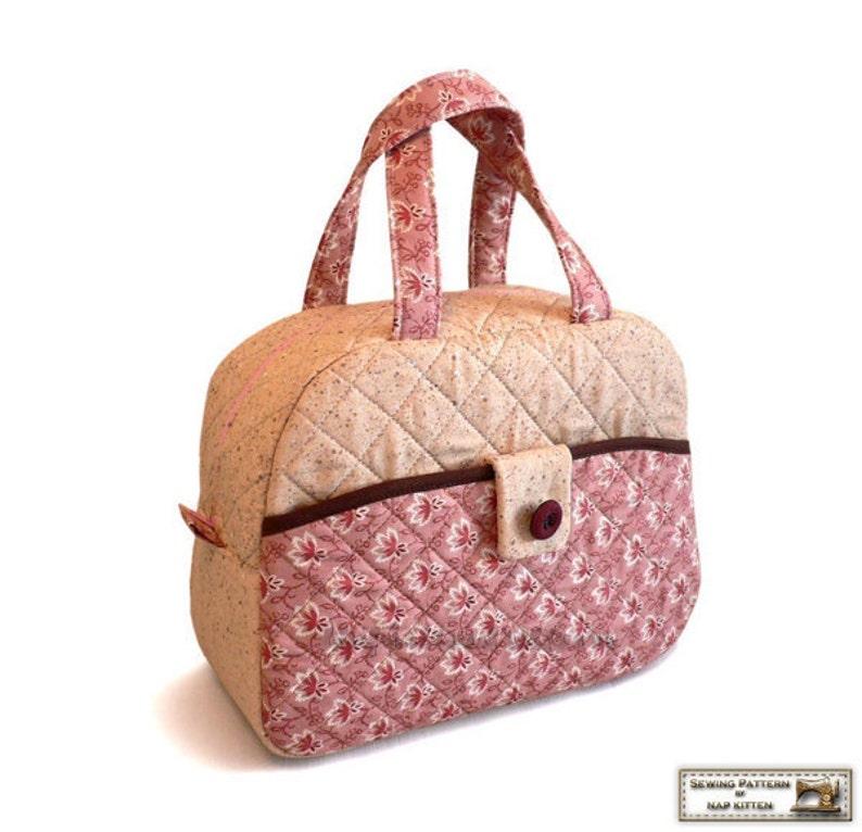 Tutorial de patrón de bolso acolchado Patrón de bolso de mano para el almuerzo --- Pastel de fresa imagen 1