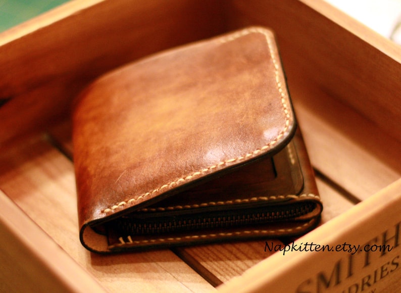 Bi fold wallet leather pattern, leather wallet pattern, leather craft pattern, Coin purse pattern,Leather coin purse,zippered wallet pattern image 1