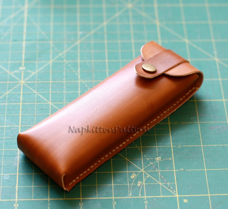 leather pen case pattern, leather pen sleeve pattern, Leathercraft Pattern, leather pattern, leather bag sewing pattern, Napkitten Pattern image 1