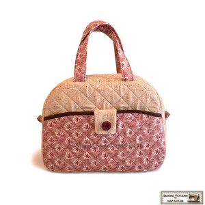 Tutorial de patrón de bolso acolchado Patrón de bolso de mano para el almuerzo --- Pastel de fresa imagen 3