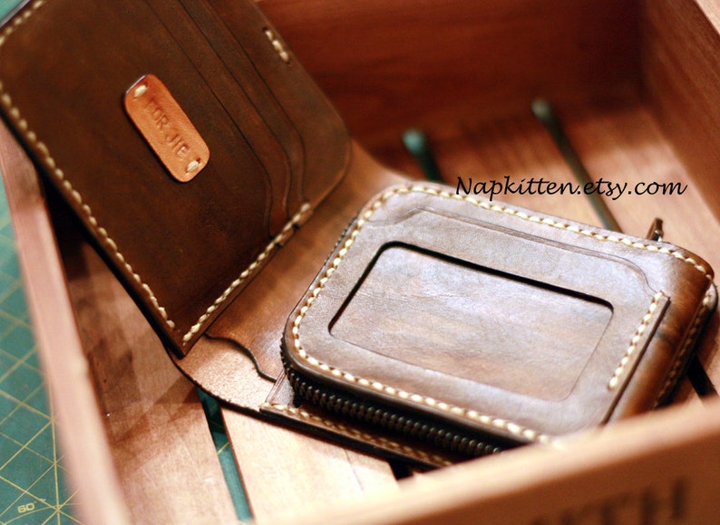 Bi fold wallet leather pattern, leather wallet pattern, leather craft pattern, Coin purse pattern,Leather coin purse,zippered wallet pattern image 2