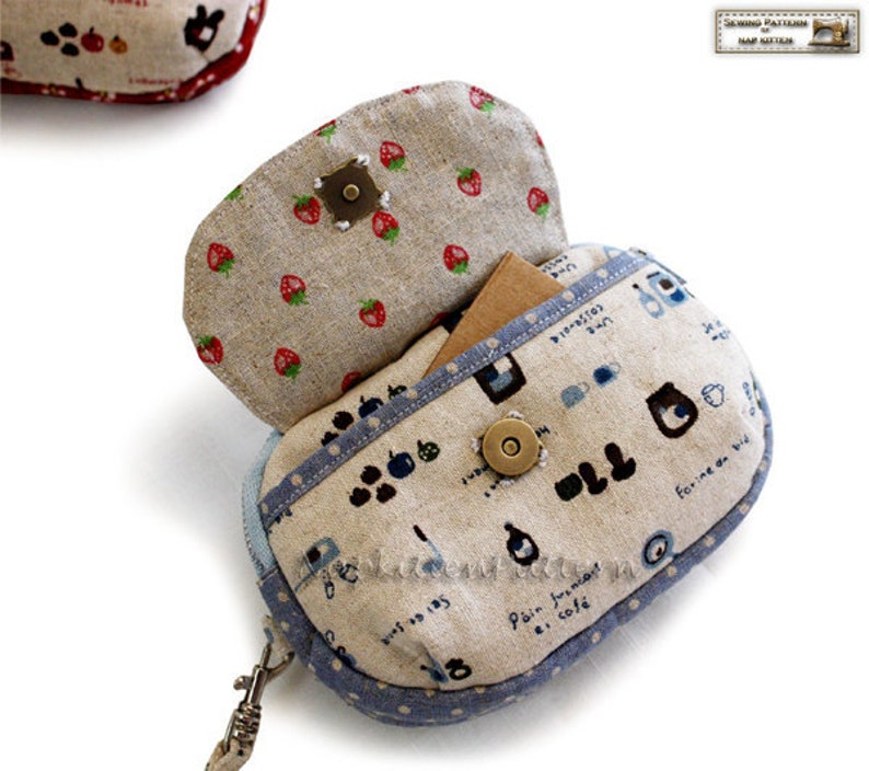 Clutch sewing pattern, purse sewing pattern, with Double zippers in PDF Cute hamburger image 3