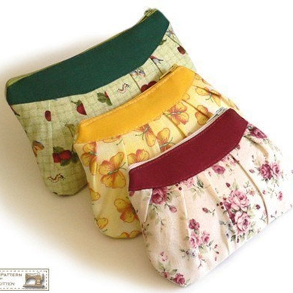 Three zippered pouches sewing pattern --- PDF