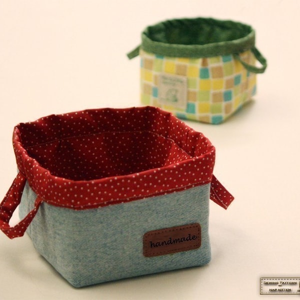 Fabric bins pattern, Baskets sewing pattern  -- PDF--Beginner