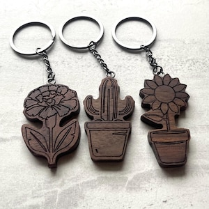 Wooden Keychain, Dark Wood Key Chain, Engraved Keychain Gift, Natural Wood and Finish, Small Gift