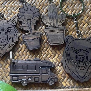 Keychain Pendant, Wood Key Chain, Engraved Keychain Gift, Natural Wood and Finish, Small Gift