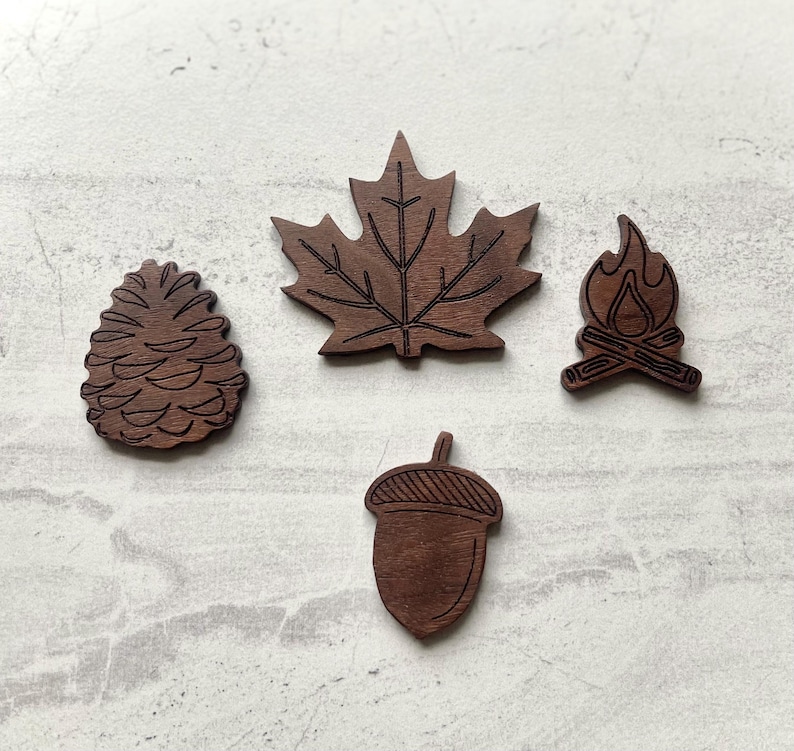 Fridge Magnet Set, Refrigerator Magnets, Fall Decor, Dark Wood Magnets ...