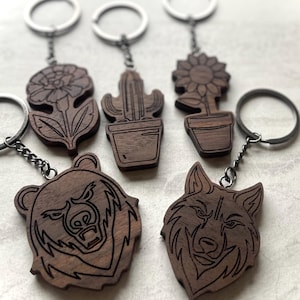 Keychain Pendant, Wood Key Chain, Engraved Keychain Gift, Natural Wood and Finish, Small Gift