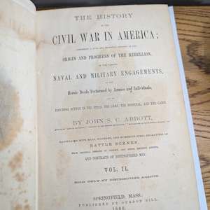 1866 Civil War History Book Vol. 2: John S. C. Abbott, Antique