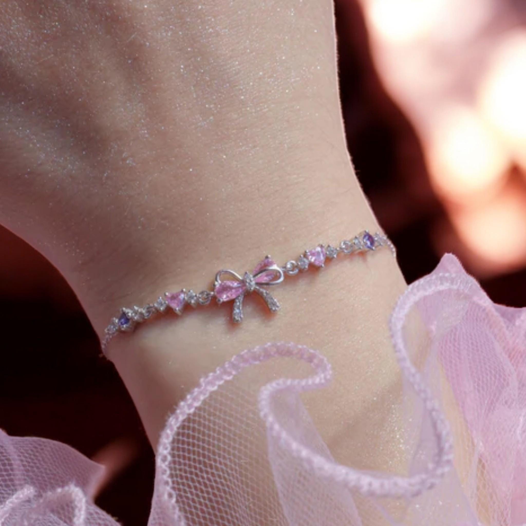 Bow Zircon Bracelet - Friendship Is Like A Bow, Adjustable Ribbon Bow