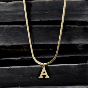 Collar con inicial de oro, collar con letras personalizadas, colgante de cadena de serpiente, regalos para esposa, mamá o ella, regalo del día de San Valentín