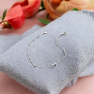 Bracelet avec lettres initiales en argent sterling 925 et or 18 carats - Cadeau bijoux alphabet personnalisé pour elle, Surprise pour la Saint-Valentin