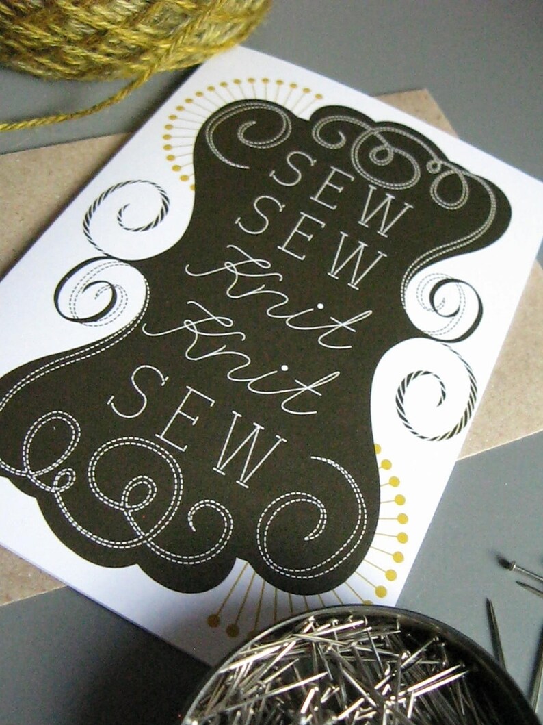 Sew Sew Knit Knit Sew Greeting Card Etsy