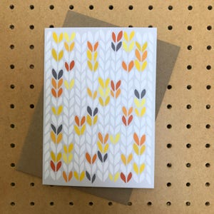 Gele grijze grellow koussteek gebreide grafiek - wenskaart