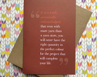 Truth - complete life - greeting card for knitter crocheter
